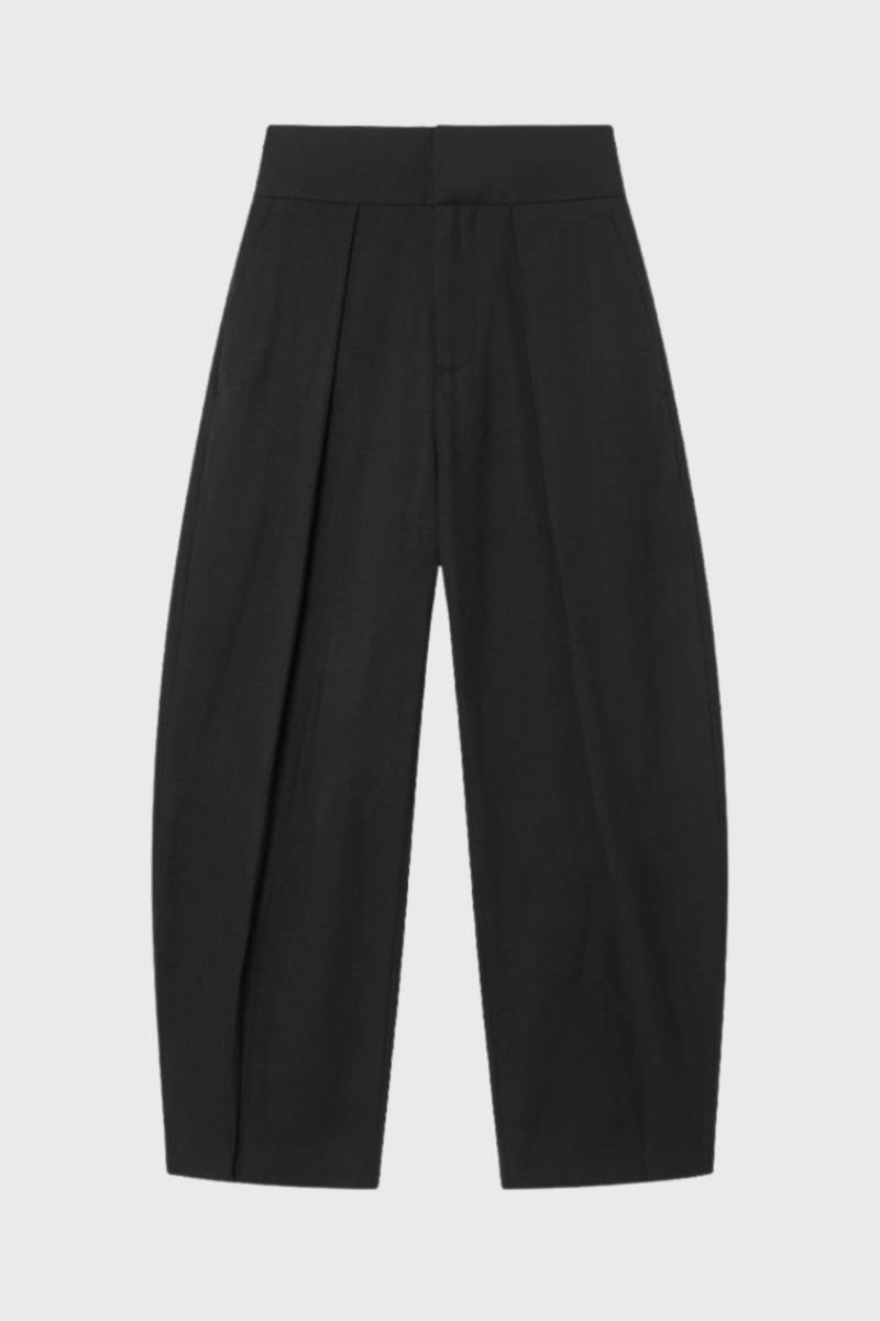 Wijde Broek Dames - Elegant Plissé met Hoge Taille | Chique — Zwart
