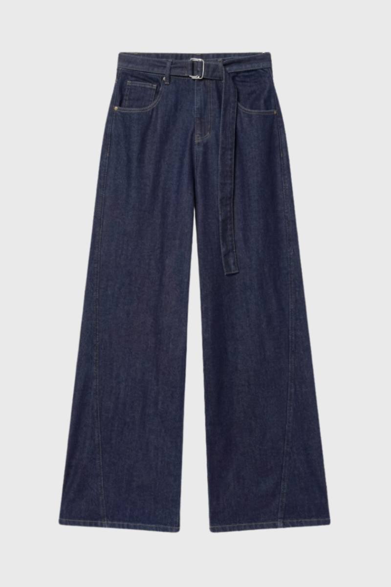 Wijde Broek Dames - Hoge Taille met Ceintuur | Comfortabel — Donkerblauw