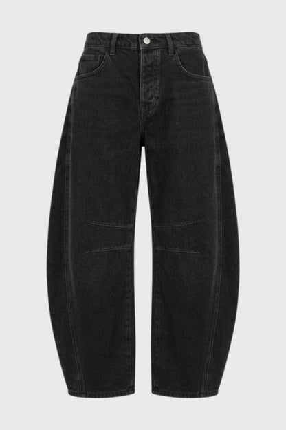 Wijde Broek Dames - Oversized met Decoratieve Naden | Balloon Fit — Zwart
