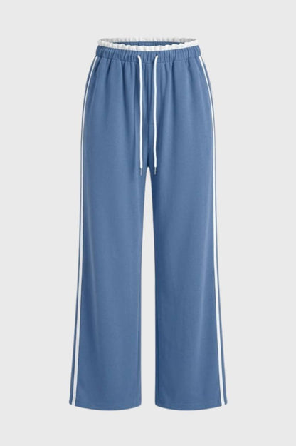 Wijde Broek Dames - Sportief met Zijstreep | Comfortabel — Lichtblauw
