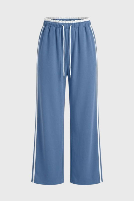Wijde Broek Dames - Sportief met Zijstreep | Comfortabel — Lichtblauw