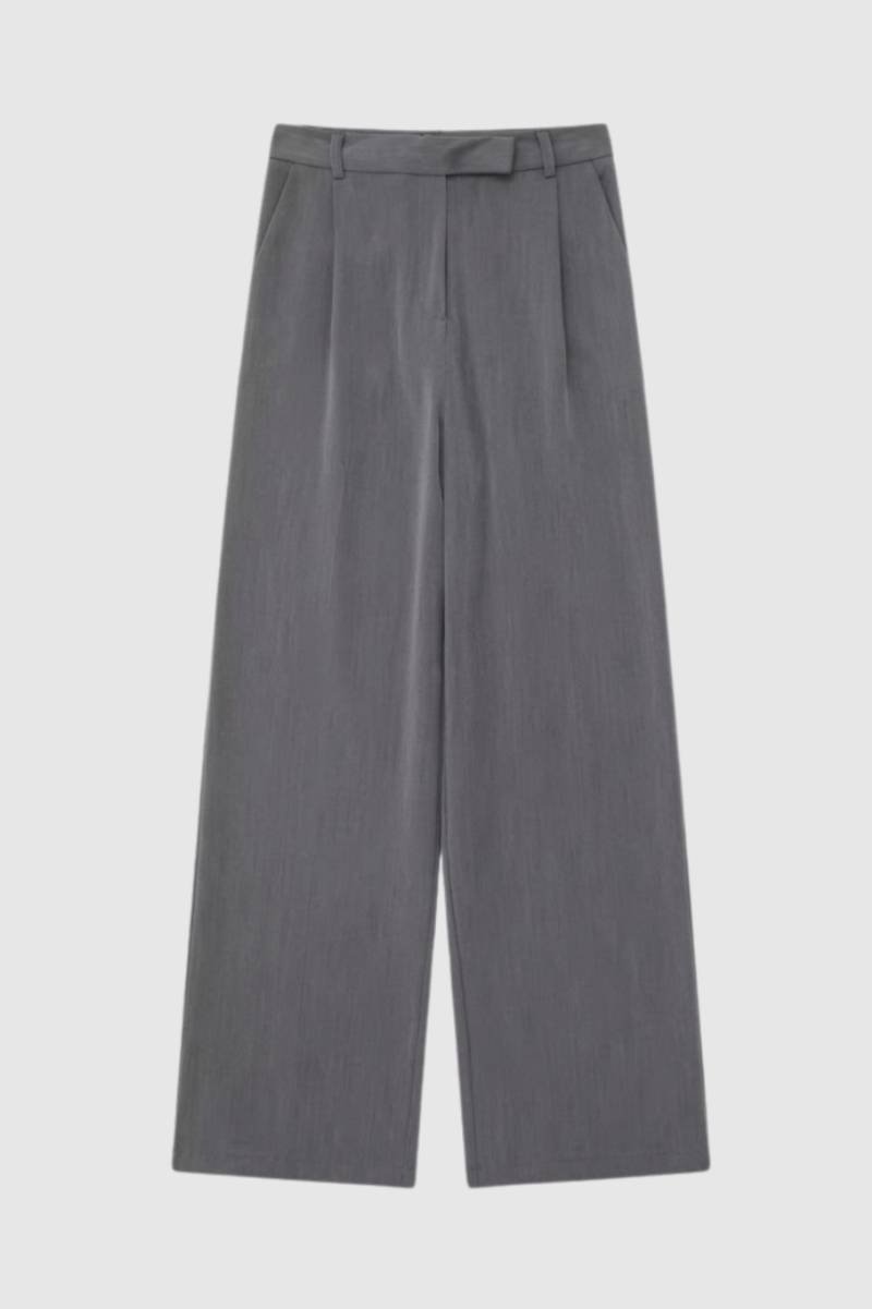 Wijde Broek Dames - Straight Fit met Hoge Taille | Elegant — Grijs